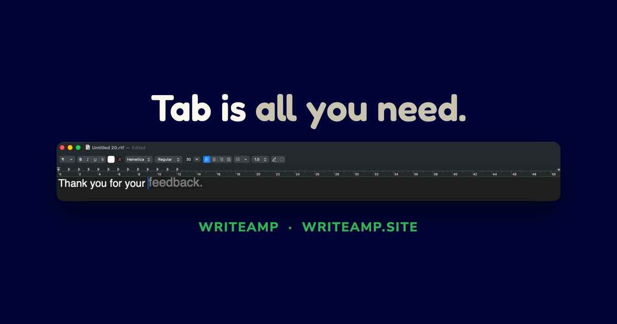 Dark card reading Tab is all you need, above a live ghost-text suggestion