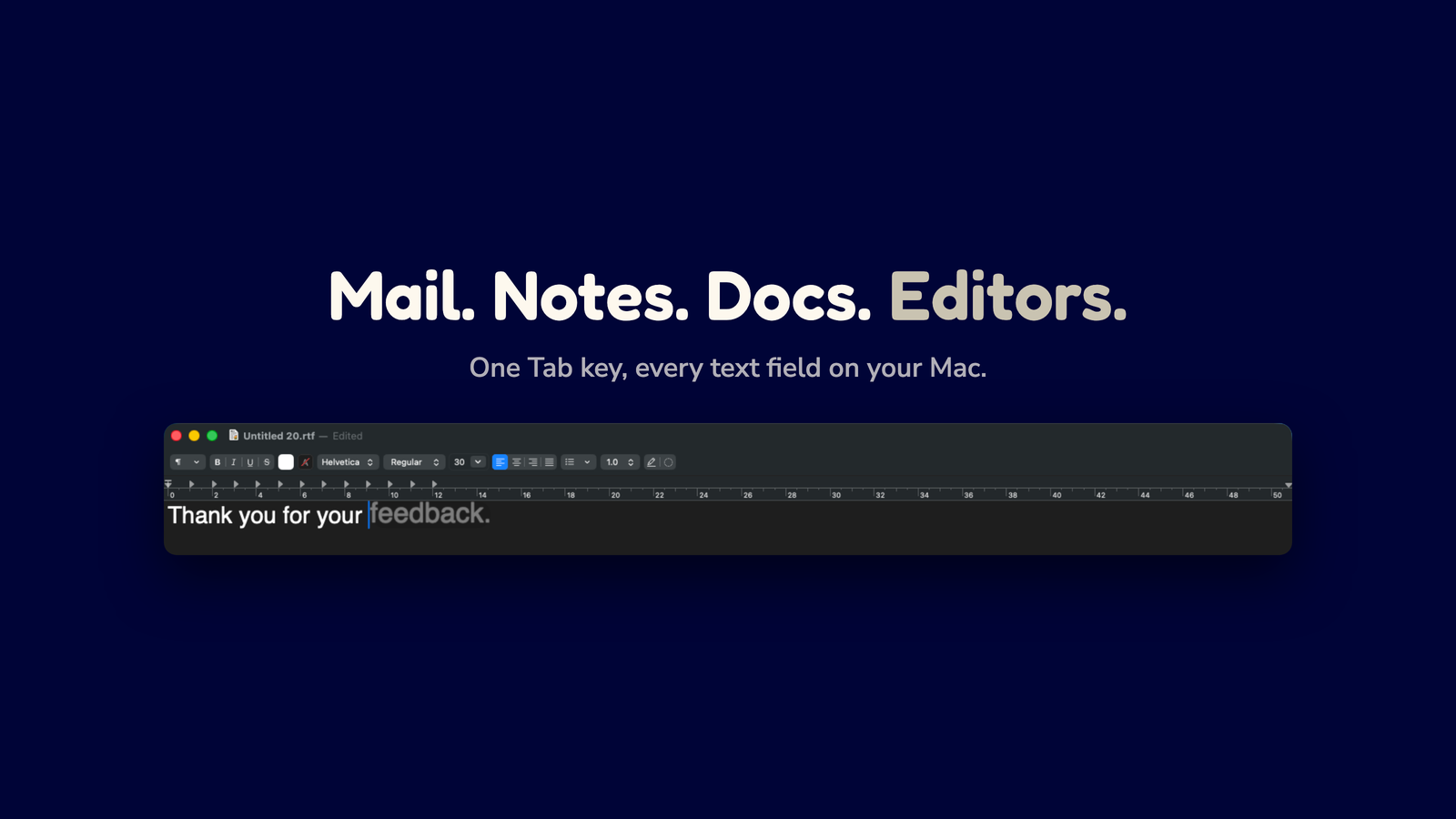 Card reading Mail. Notes. Docs. Editors. above a live suggestion