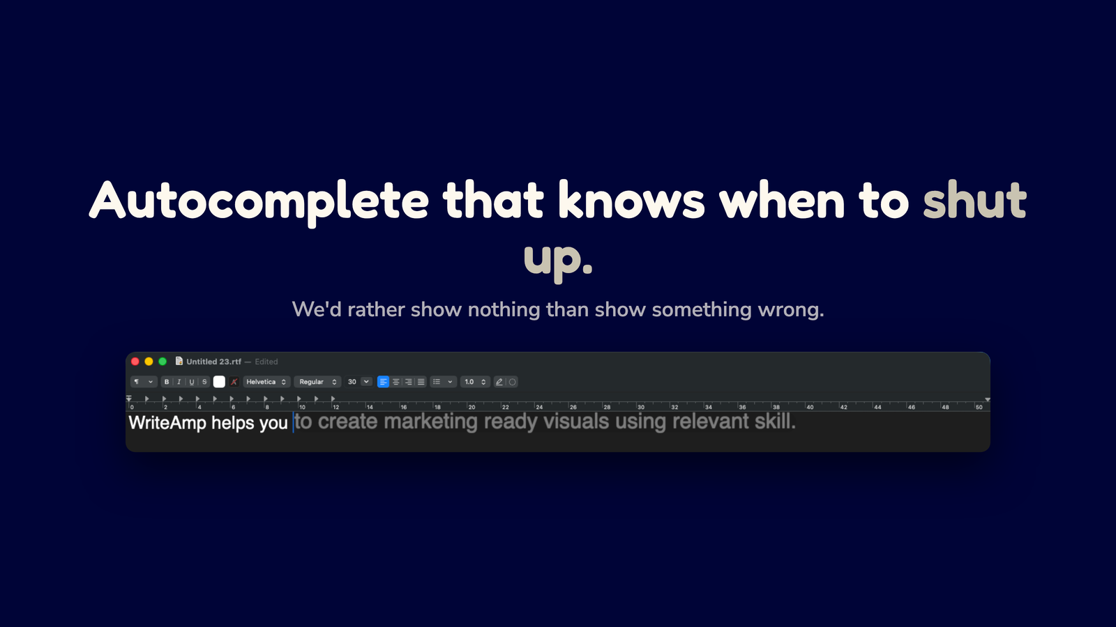 Card reading Autocomplete that knows when to shut up, above a live ghost-text suggestion